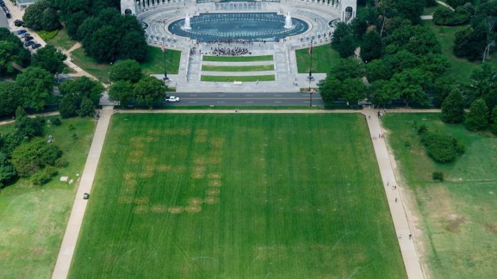 Huge ‘8647’ etched into grass on the National Mall, aerial images show
