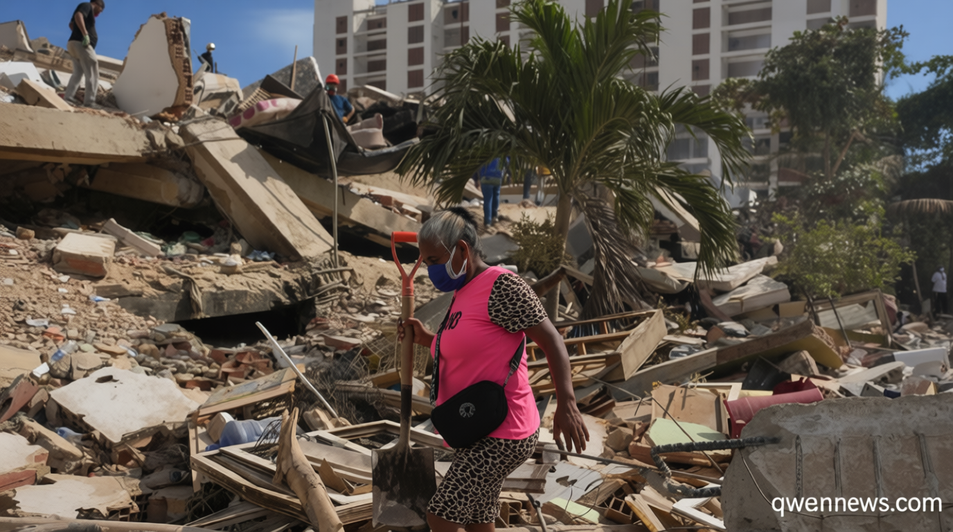 Venezuelans scour collapsed buildings by hand while government machinery stands unused