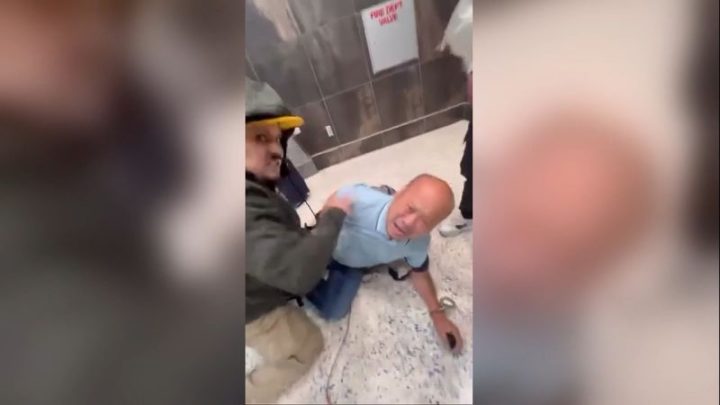 Plainclothes ICE agents left man partially handcuffed at Las Vegas airport after being confronted by onlookers, video shows