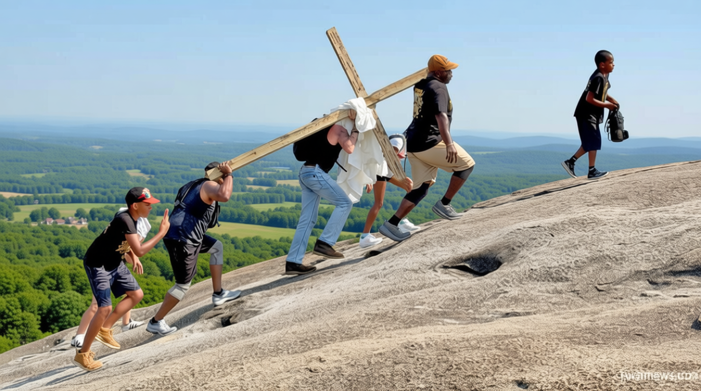 What happened when a White man carrying a large wooden cross met a Black man at the nation’s largest Confederate monument