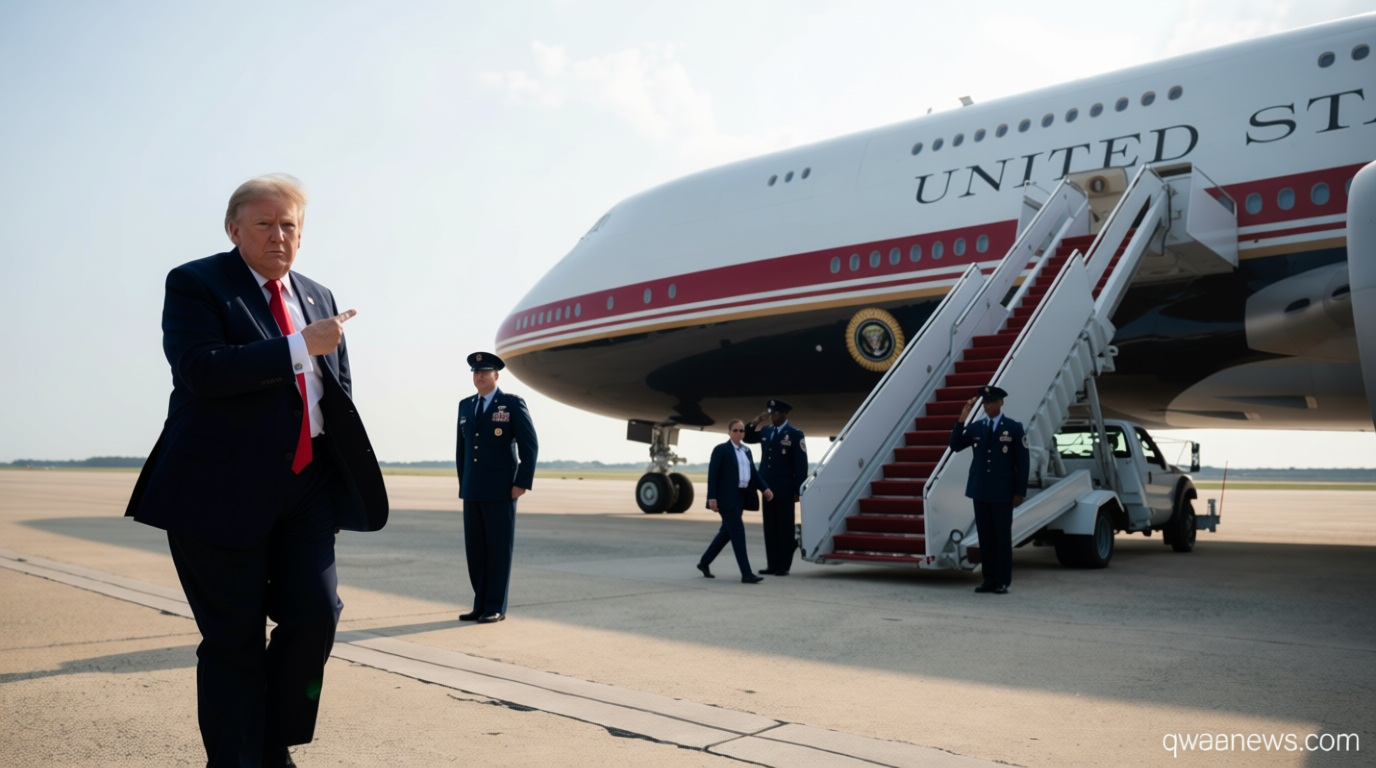 Trump says US ‘couldn’t build a plane like this’ as Qatari-gifted Air Force One embarks on inaugural flight
