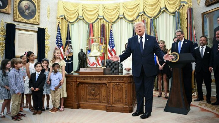 Trump rings opening bell to mark first day of trading for Trump Accounts